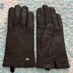 Michael Kors Dark Brown Leather Gloves